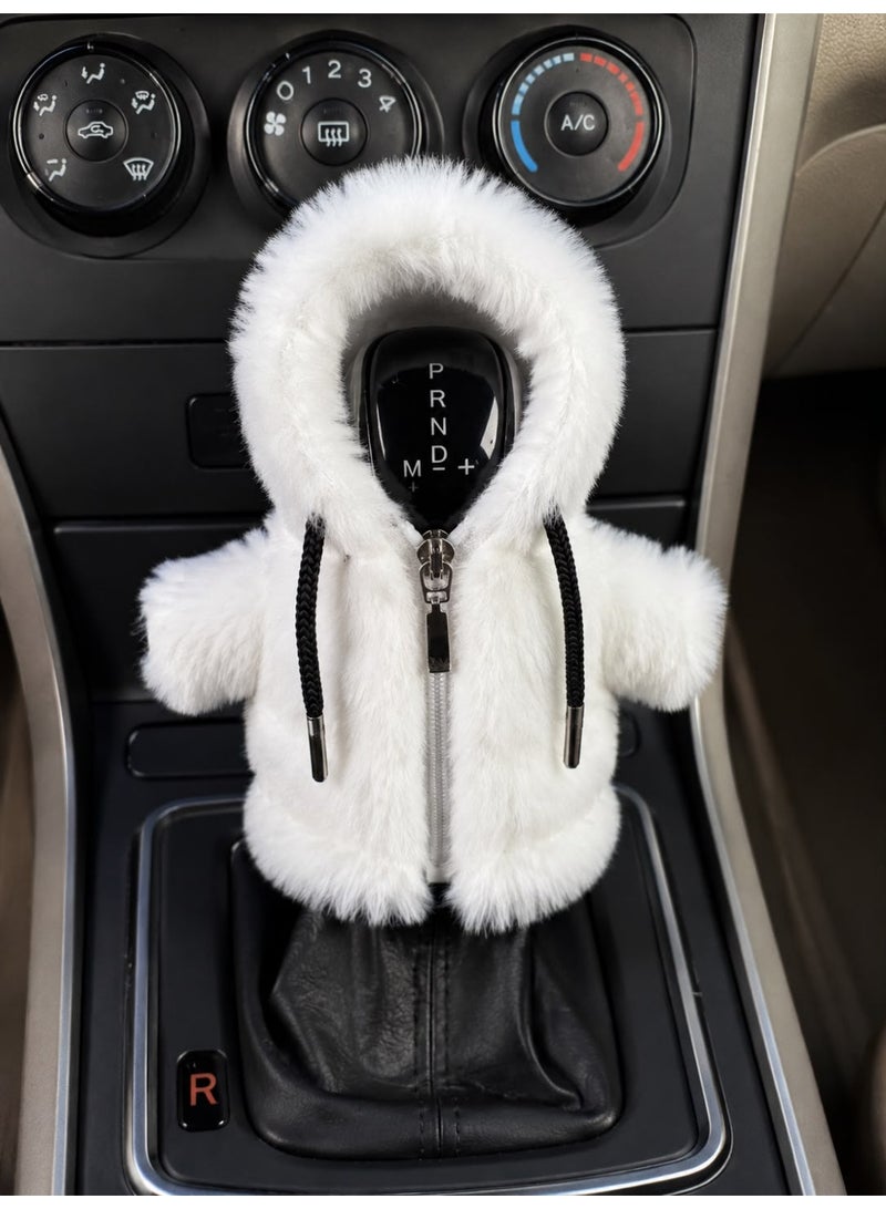 Plush Hoodie Car Gear Shift Cover – Soft & Stylish - Image 1