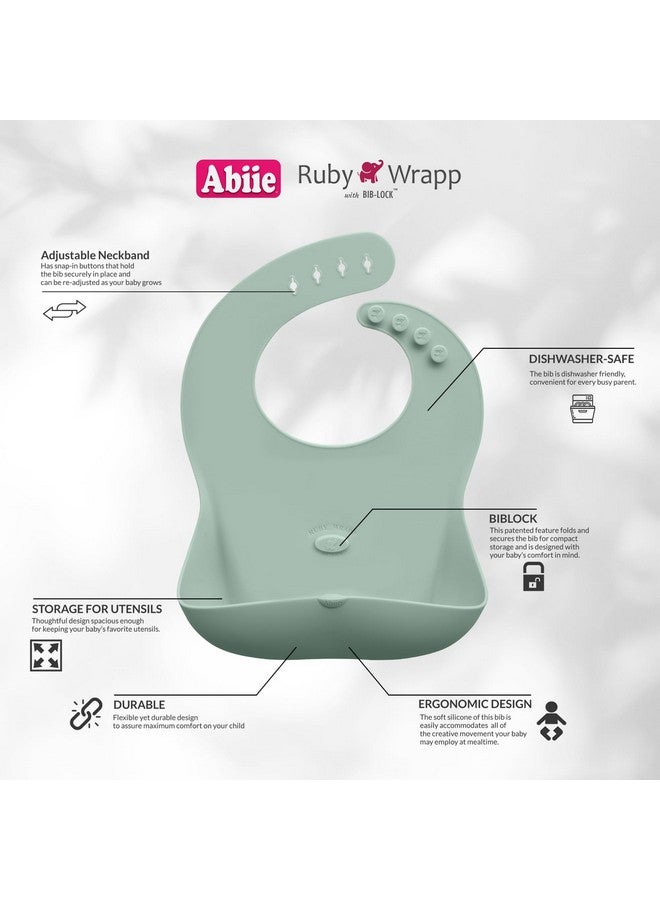 Abiie Ruby Wrapp Silicone Bibs for Babies - Waterproof Bib Made with Stain Resistant Material - Front Pocket for Catching Food - Silicone Toddler Bibs (Pastel Yellow + Baby Blue) - Image 4