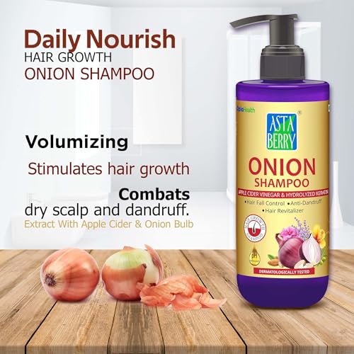 ASTABERRY Onion Shampoo For Hair Growth 300ml- Hair Fall Shampoo | Keeps Dryness away | Dandruff & Revitalizer | Goodness of 21 Herbal Extract & Essentials Oils - Image 2