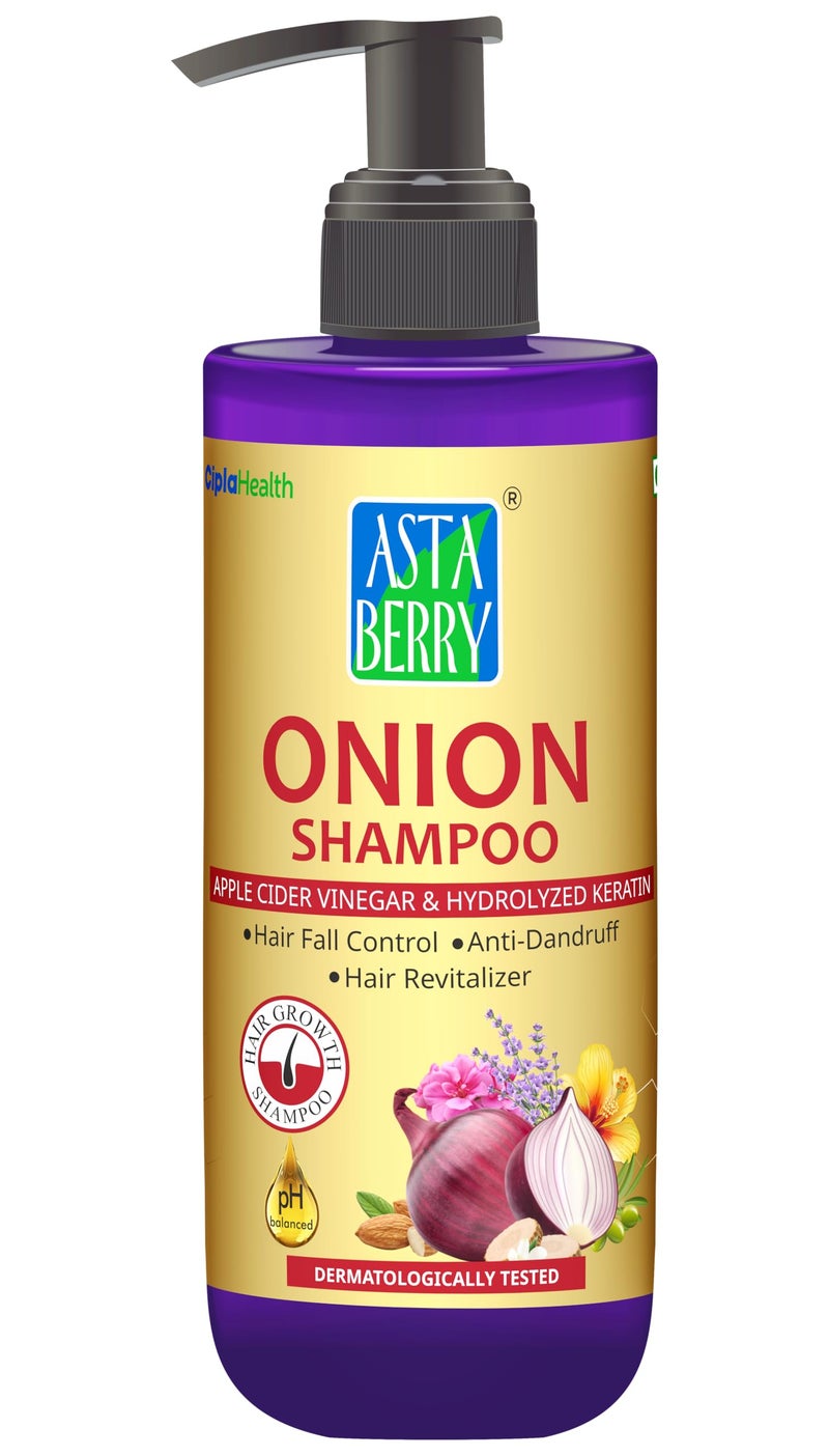 ASTABERRY Onion Shampoo For Hair Growth 300ml- Hair Fall Shampoo | Keeps Dryness away | Dandruff & Revitalizer | Goodness of 21 Herbal Extract & Essentials Oils - Image 1