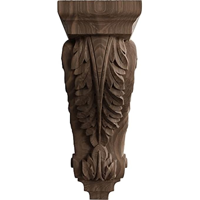 5"W X 7"D X 14"H LARGE ACANTHUS WOOD CORBEL, WALNUT - Image 2