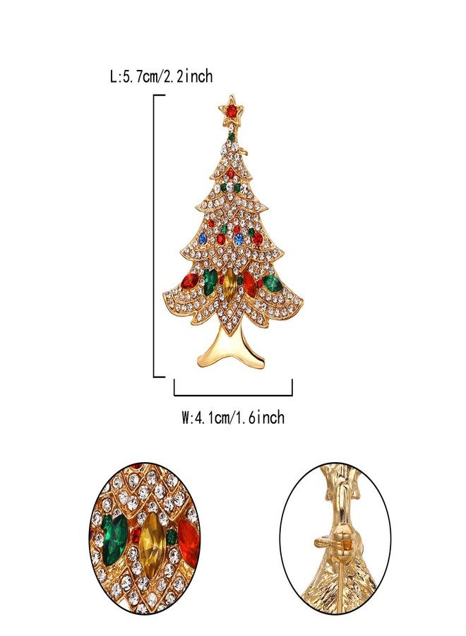 Flyonce Christmas Brooch for Women, Multicolor Crystal Rhinestone Christmas Tree Pins and Brooches Vintage Xmas Wishing Tree Lapel Pin for New Year Holiday Clothing Hat Bag Jewelry Gifts Accessories - Image 4