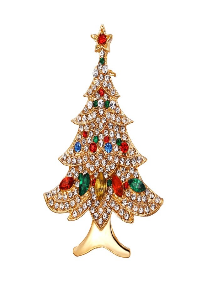 Flyonce Christmas Brooch for Women, Multicolor Crystal Rhinestone Christmas Tree Pins and Brooches Vintage Xmas Wishing Tree Lapel Pin for New Year Holiday Clothing Hat Bag Jewelry Gifts Accessories - Image 1