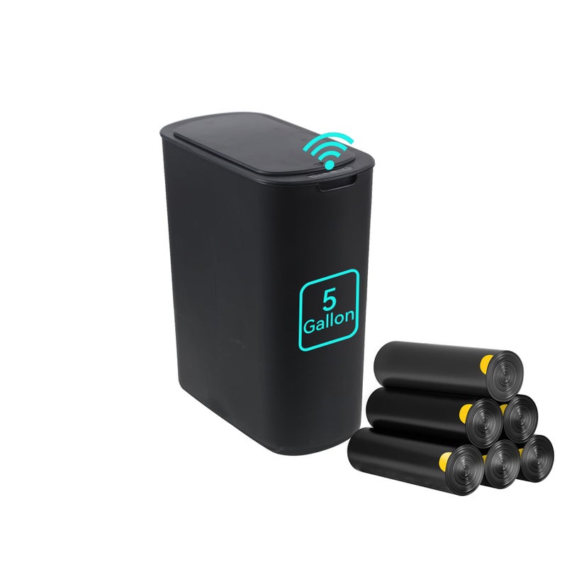 LJIACLEA 5 Gallon Motion Sensor Bathroom Trash Can Automatic Garbage Cans with Lid Touchless Smart Slim Plastic Trash Bin for Kitchen, Bedroom, Toilet, Office, Living Room - Image 1