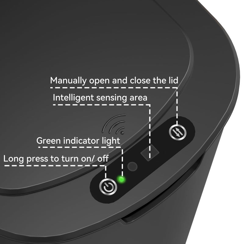 LJIACLEA 5 Gallon Motion Sensor Bathroom Trash Can Automatic Garbage Cans with Lid Touchless Smart Slim Plastic Trash Bin for Kitchen, Bedroom, Toilet, Office, Living Room - Image 4