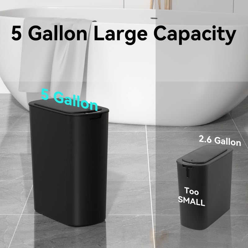 LJIACLEA 5 Gallon Motion Sensor Bathroom Trash Can Automatic Garbage Cans with Lid Touchless Smart Slim Plastic Trash Bin for Kitchen, Bedroom, Toilet, Office, Living Room - Image 5
