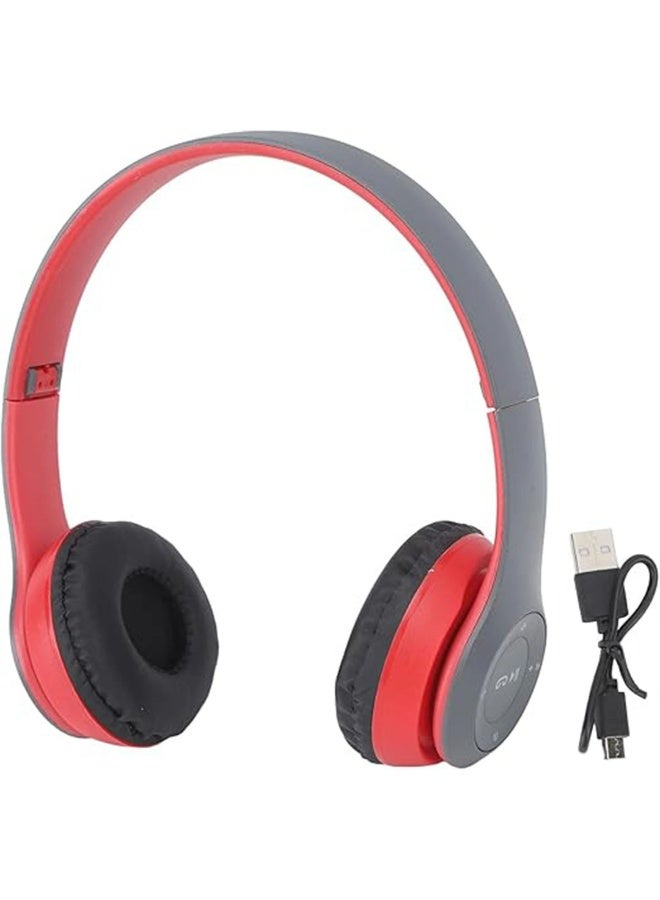 P47 Wireless Stereo Bluetooth Headset with Microphone and SD Card Support - Red