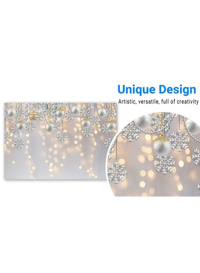 Funnytree 7x5ft Winter Wonderland Party Backdrop for Photography White Christmas Merry Xmas Snowflake Glitter Bokeh Background Sparkle Baby Shower Kids Birthday Portrait Banner Photo Booth Studio - Image 2