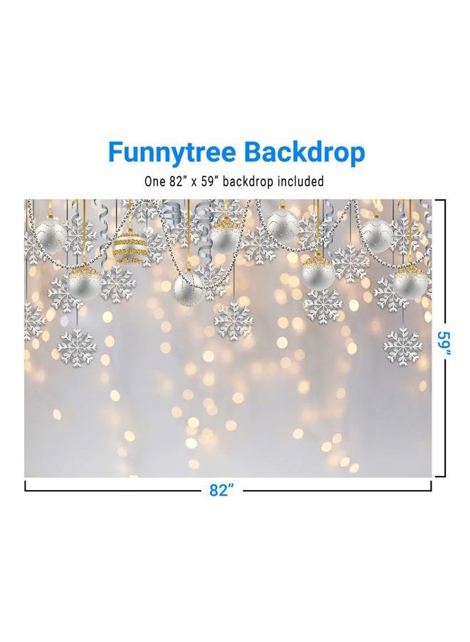 Funnytree 7x5ft Winter Wonderland Party Backdrop for Photography White Christmas Merry Xmas Snowflake Glitter Bokeh Background Sparkle Baby Shower Kids Birthday Portrait Banner Photo Booth Studio - Image 3