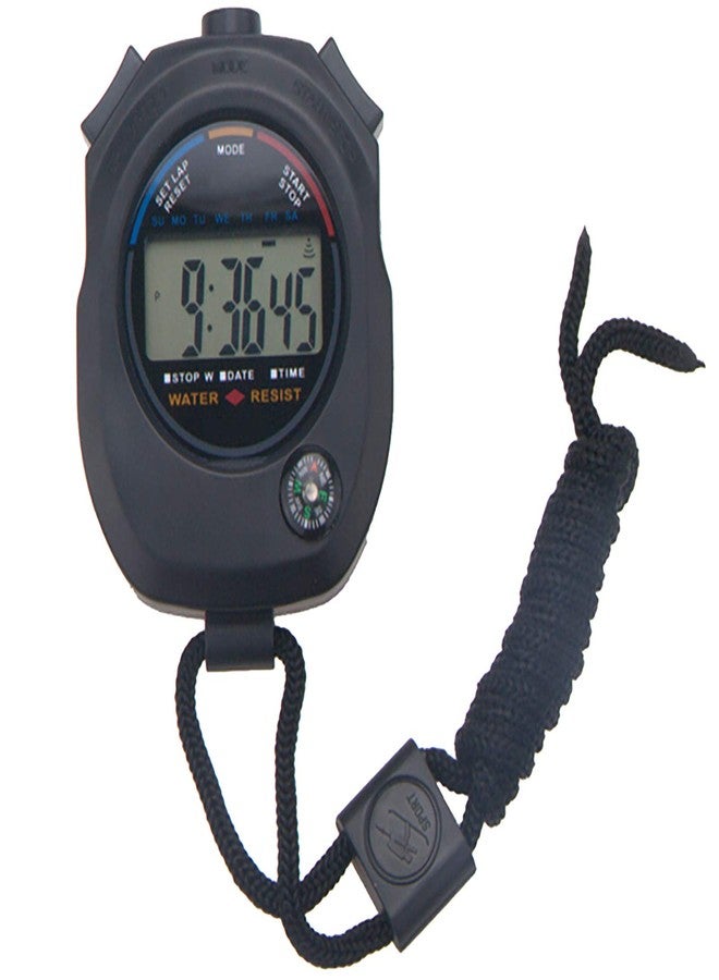 Ascension � Digital Sports Waterproof Chronograph Day Timer Stopwatch with Compass, (Black) - Image 1