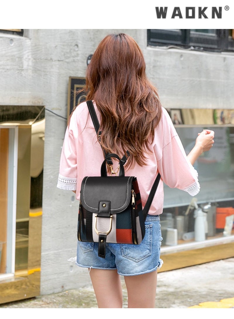 WAOKN Women's Backpack Small Shoulder Bag Handbags Ladies Leather Backpack Shoulder Bag,Small Leather Backpack Purse for Women, Fashion Designer Mini Backpacks, Ladies Travel Lightweight Shoulder Bags,Trendy Design Combined with Practical  - Image 3