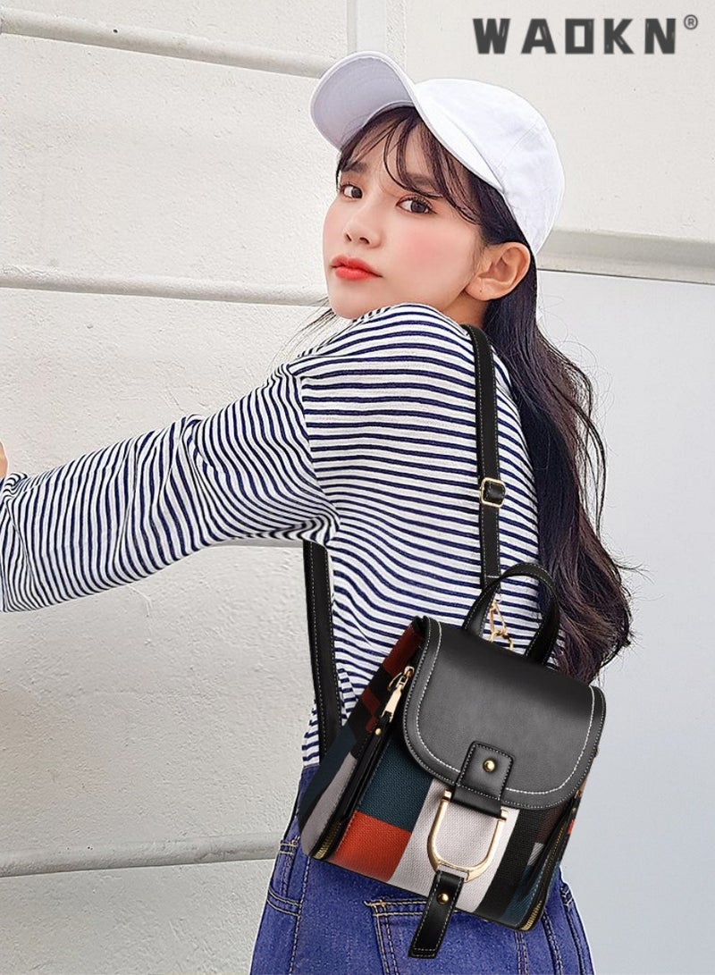 WAOKN Women's Backpack Small Shoulder Bag Handbags Ladies Leather Backpack Shoulder Bag,Small Leather Backpack Purse for Women, Fashion Designer Mini Backpacks, Ladies Travel Lightweight Shoulder Bags,Trendy Design Combined with Practical  - Image 2