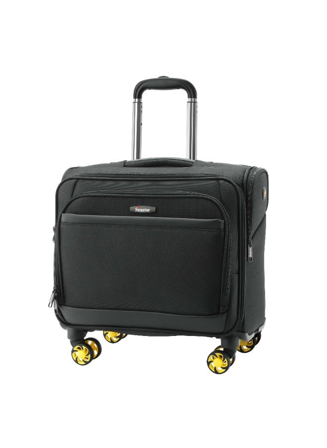 SENATOR 17-inch Premium Pilot Bag Water Resistant 4 Double Spinner Wheeled Rolling Laptop Case with Safe Zippers for Unisex, KH101-Black  - Image 1