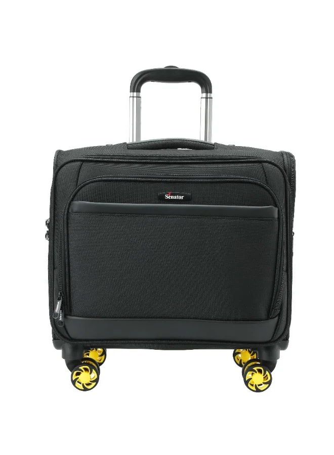 سيناتور حقيبة طيار فاخرة  بوصة مقاومة للماء بعجلات دوارة مزدوجة  عجلات وحافظة كمبيوتر محمول بسحابات آمنة للجنسين أسود