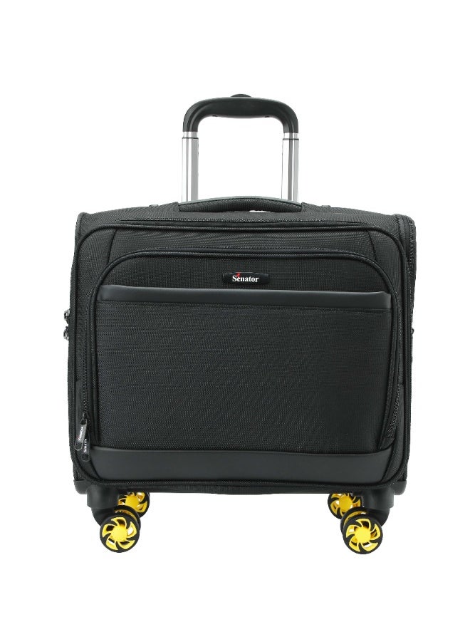 SENATOR 17-inch Premium Pilot Bag Water Resistant 4 Double Spinner Wheeled Rolling Laptop Case with Safe Zippers for Unisex, KH101-Black  - Image 2
