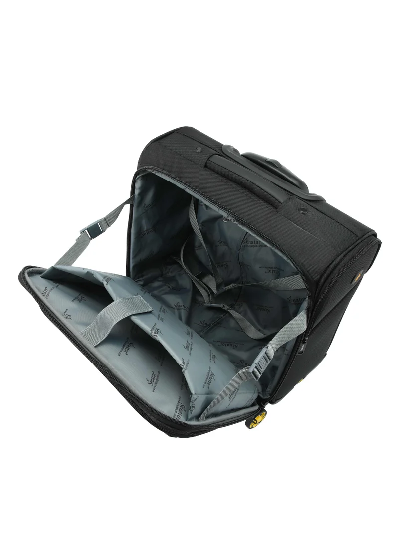 Senator  Premium 17-inch Pilot Bag Water Resistant 4 Double Spinner Wheeled Rolling Laptop Case with Safe Zippers for Unisex, KH101, Black  | Best Price UAE
