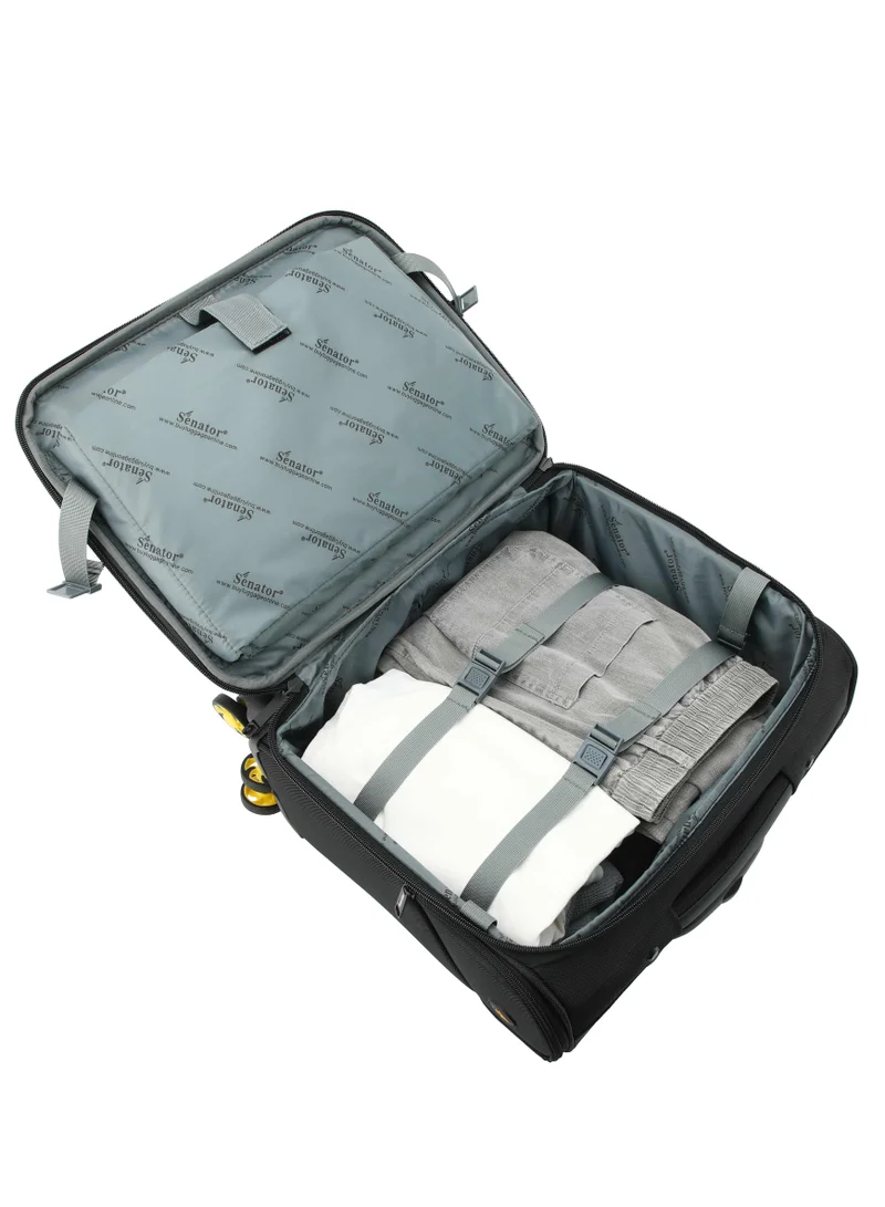 Senator  Premium 17-inch Pilot Bag Water Resistant 4 Double Spinner Wheeled Rolling Laptop Case with Safe Zippers for Unisex, KH101, Black  | Best Price UAE