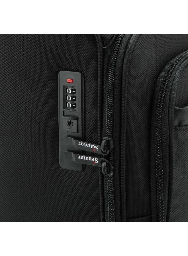 Senator  Premium 17-inch Pilot Bag Water Resistant 4 Double Spinner Wheeled Rolling Laptop Case with Safe Zippers for Unisex, KH101, Black  | Best Price UAE