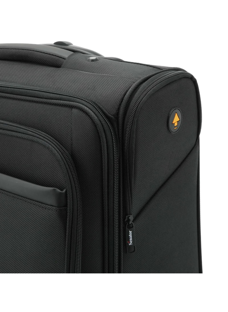 Senator  Premium 17-inch Pilot Bag Water Resistant 4 Double Spinner Wheeled Rolling Laptop Case with Safe Zippers for Unisex, KH101, Black  | Best Price UAE