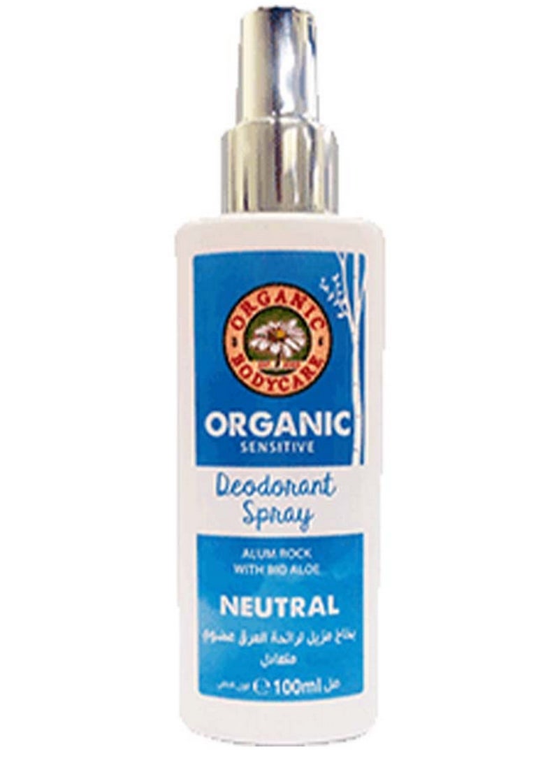 Organic Sensitive Neutral Deodorant Spray With Alum Rock & Bio Aloe 100 ML