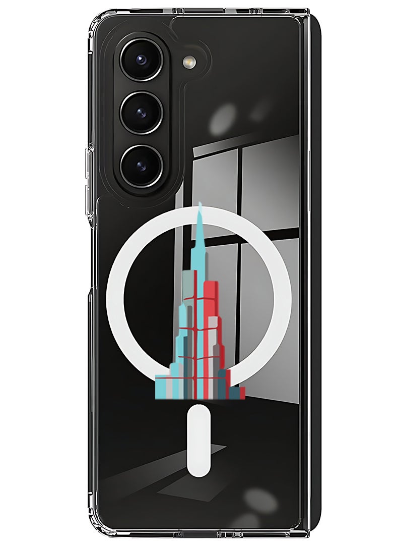 Theodor Magnetic Case for Samsung Galaxy Z Fold 5 Compatible with MagSafe Wireless Charging, Shockproof Phone Bumper Cover Burj Khalifa - Image 1