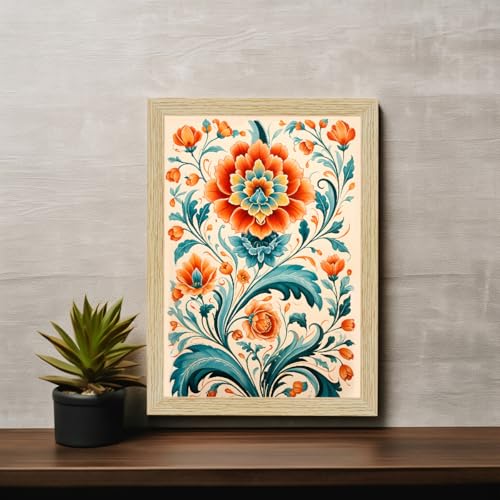 ArtX Paper Floral Art Madhubani Paintings With Frames For Wall Decor, Wall Painting for Living Room, Bedroom, Office, Painting for Wall Decoration, 10x13 inch, Set of 6 - Image 5