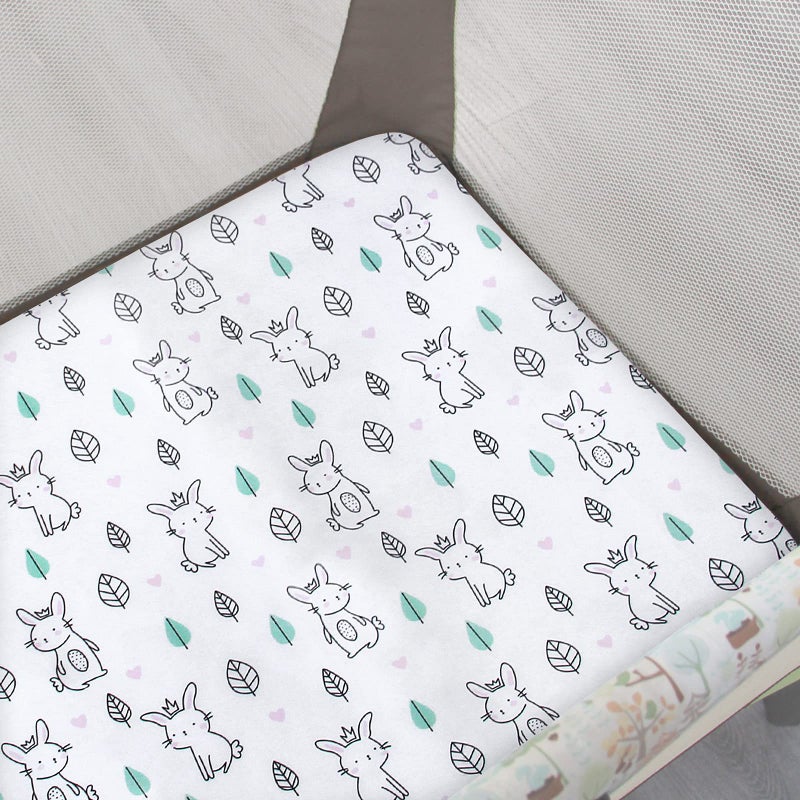 Moonsea Pack and Play Sheets, 2 Pack Mini Crib Sheets, Stretchy Playard Fitted Sheet, Compatible with Graco Pack n Play, Soft and Breathable Material, Stars & Bunny - Image 3