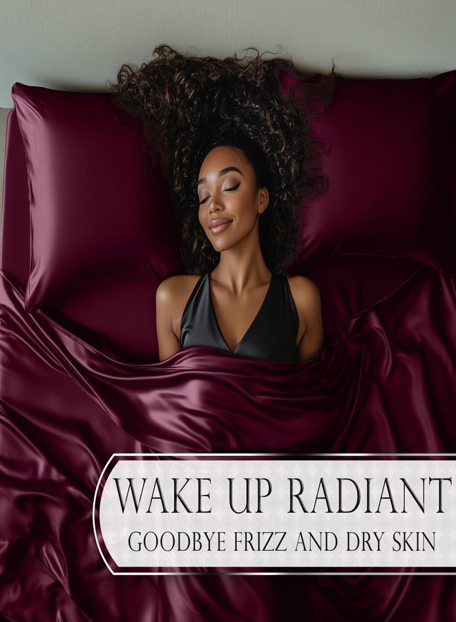DECOLURE Satin Bed Sheets - 4 Piece Luxury Silky King Size Bedding Set - Softer Than Silk, Wrinkle-Free with 15” Deep Pocket Fitted Sheet, Perfect for Hair & Skin, Gifts for Women (Rosewood-01) - Image 4