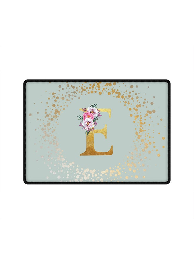 Stylizedd Designer Gaming Mouse Pad Anti-Skid Mousepad Large Keyboard Mouse Pad Desk Mat Custom Monogram Initial Letter Floral Pattern Alphabet - E(Light Grey) - Image 1