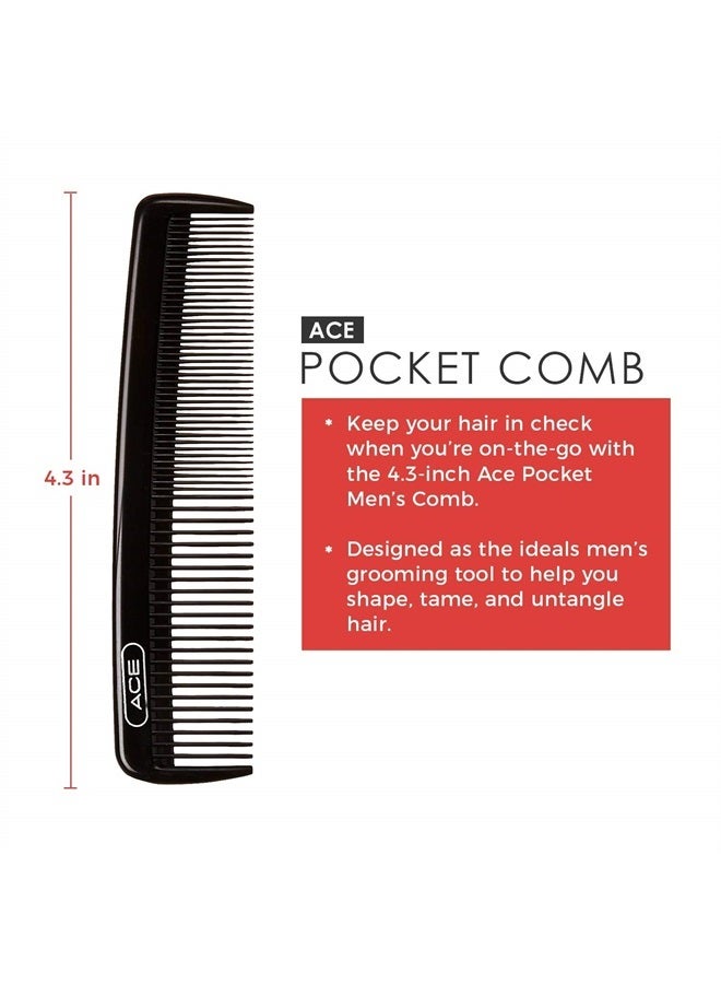 Goody ACE Pocket Hair Comb for Men – 4.3 Inch, Black - Great for All Hair Types - Fine Comb Teeth for Thin to Medium Hair, Durable for Everyday and Professional Use - Image 2