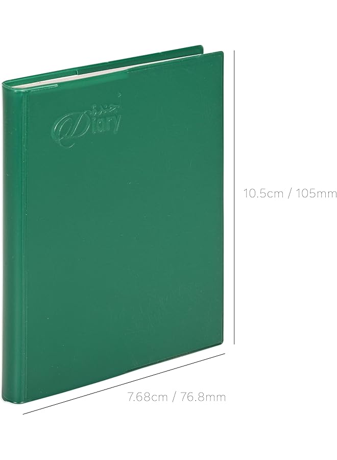 erorex 2025 Pocket Diary Pvc Materials Soft Jacket Cover 2 Days A Page Size 75X105Mm English Arabic 60Gsm White Paper Green Color Fsdi09Ae25Gr - Image 4