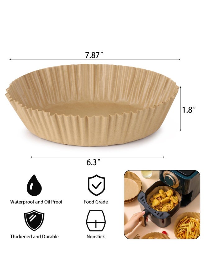 زيفانا 100 قطعة من ورق القلاية الهوائية غير لاصقة يمكن التخلص منها، بطانات ورق زبدة غير لاصقة، مستديرة للخبز من الدرجة الغذائية للقلاية الهوائية، 16 سم/6.3 بوصة بني - Image 3
