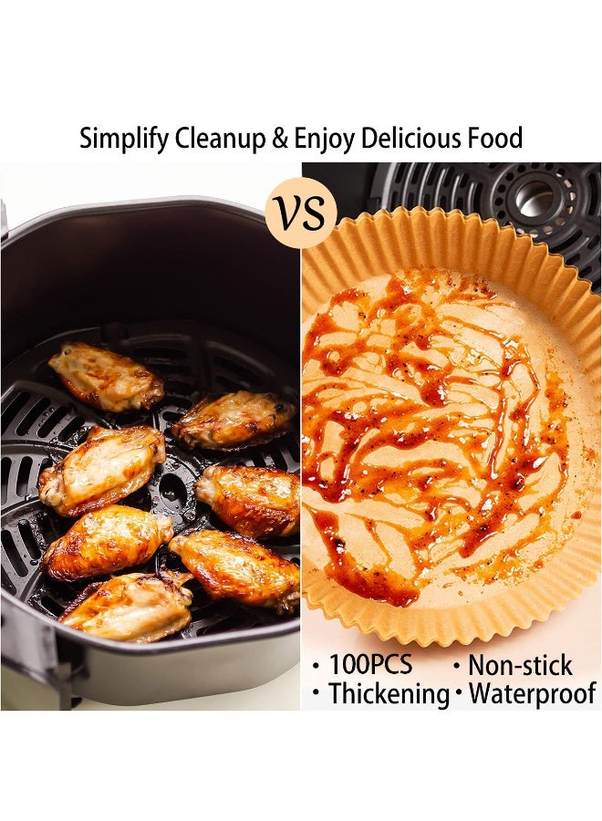 زيفانا 100 قطعة من ورق القلاية الهوائية غير لاصقة يمكن التخلص منها، بطانات ورق زبدة غير لاصقة، مستديرة للخبز من الدرجة الغذائية للقلاية الهوائية، 16 سم/6.3 بوصة بني - Image 5