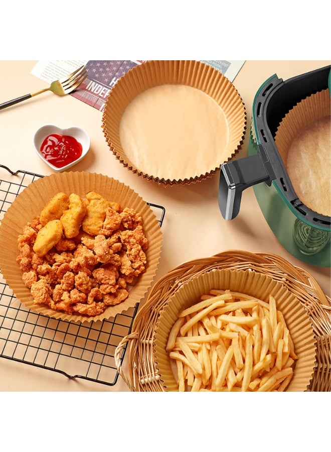 زيفانا 100 قطعة من ورق القلاية الهوائية غير لاصقة يمكن التخلص منها، بطانات ورق زبدة غير لاصقة، مستديرة للخبز من الدرجة الغذائية للقلاية الهوائية، 16 سم/6.3 بوصة بني - Image 2