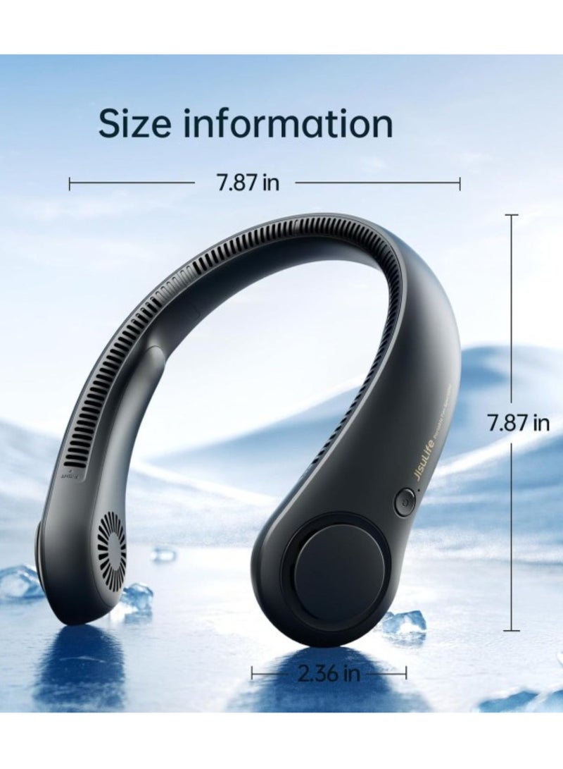 جيسيو لايف مروحة رقبة محمولة JISULIFE مطورة - مروحة بدون شفرات تعمل بدون استخدام اليدين ببطارية 5000 مللي أمبير وتعديل 5 سرعات ودعم مريح للرقبة للرجال والنساء - Image 3