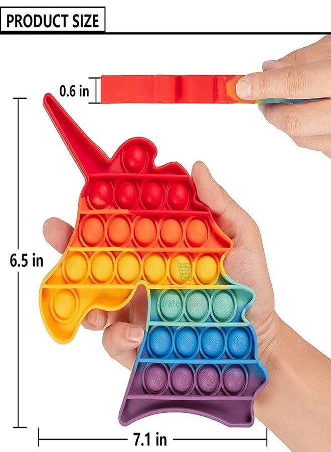 Peeplvalue POP It Fidget Toys for Kids,Push Pop Bubble Fidget,Unbreakable,Washable,Food Grade,Anti Stress Relief Sensory Autism Toys for Girls Boys Kids and Adults (Unicorn+ Round) - Image 3