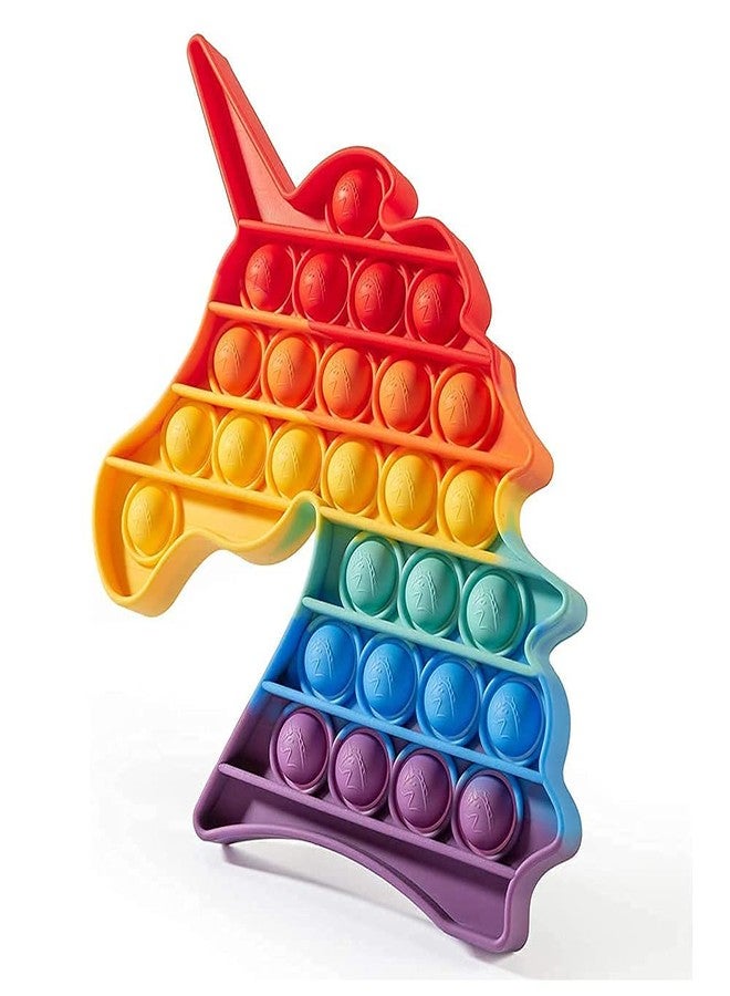 Peeplvalue POP It Fidget Toys for Kids,Push Pop Bubble Fidget,Unbreakable,Washable,Food Grade,Anti Stress Relief Sensory Autism Toys for Girls Boys Kids and Adults (Unicorn+ Round) - Image 1