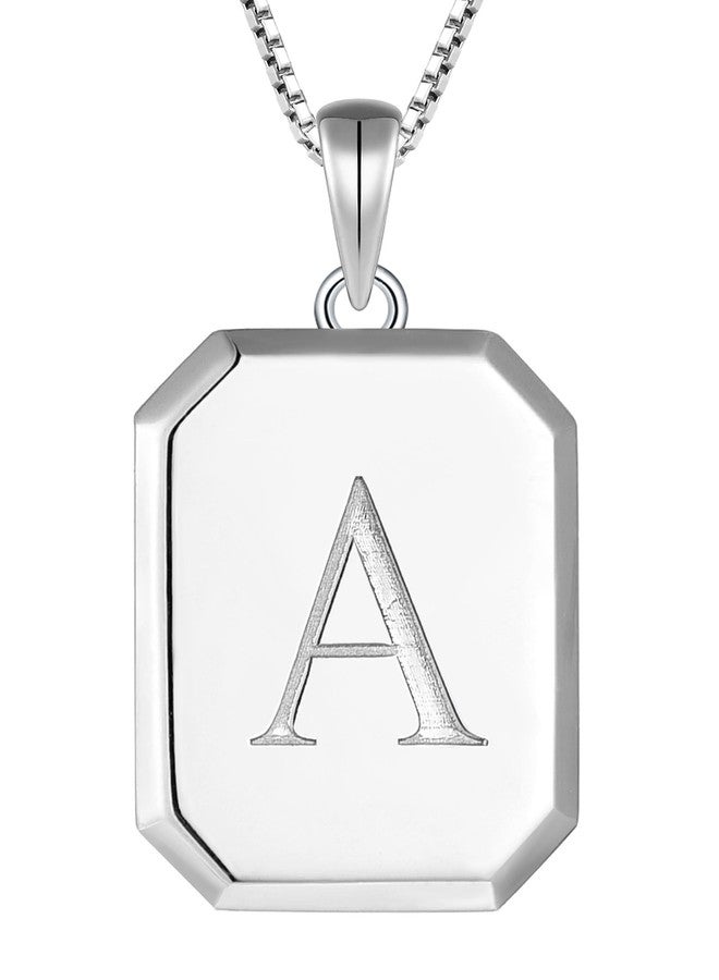 YL Initial Necklace 925 Sterling Silver Square Letter Pendant A-Z Alphabet Polished Jewelry for Women, Sterling Silver, No Gemstone - Image 1