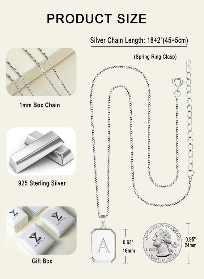 YL Initial Necklace 925 Sterling Silver Square Letter Pendant A-Z Alphabet Polished Jewelry for Women, Sterling Silver, No Gemstone - Image 5