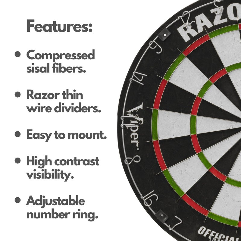 Viper Razorback WDF Accredited, Official Competition Bristle Steel Tip Dartboard Set with Staple-Free Razor Thin Spider Wire Self-Healing - Image 5