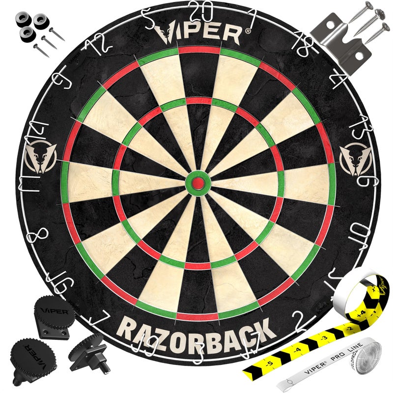 Viper Razorback WDF Accredited, Official Competition Bristle Steel Tip Dartboard Set with Staple-Free Razor Thin Spider Wire Self-Healing - Image 1