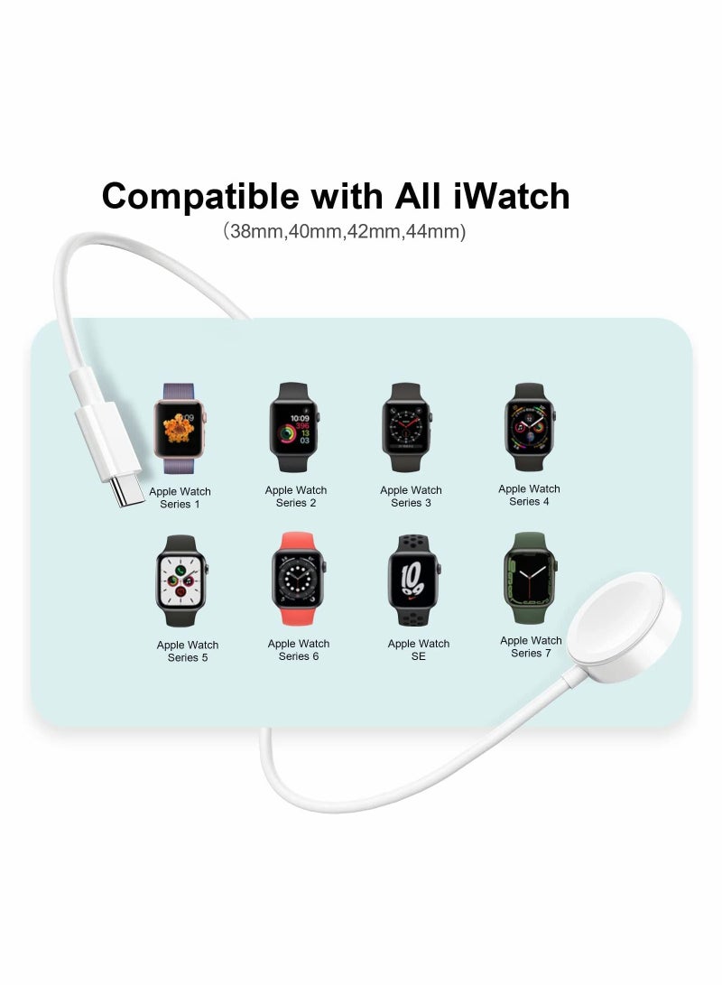 KASTWAVE Upgraded for Apple Watch Magnetic Fast Charger to USB-C Cable (1m/Portable) Magnetic Wireless Charging Compatible with Apple Watch Series 8/7/6/SE/5/4/3/2/1 - Image 2