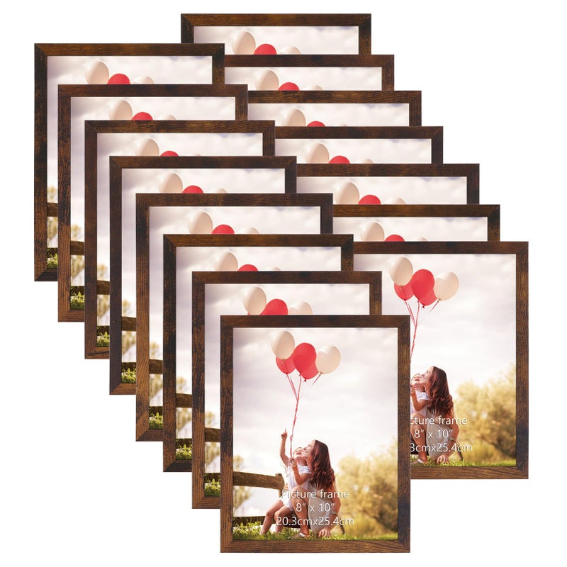 HORLIMER 8x10 Picture Frame Set of 15 Brown Picture Frames Display 8 by 10 Photo for Wall or Tabletop