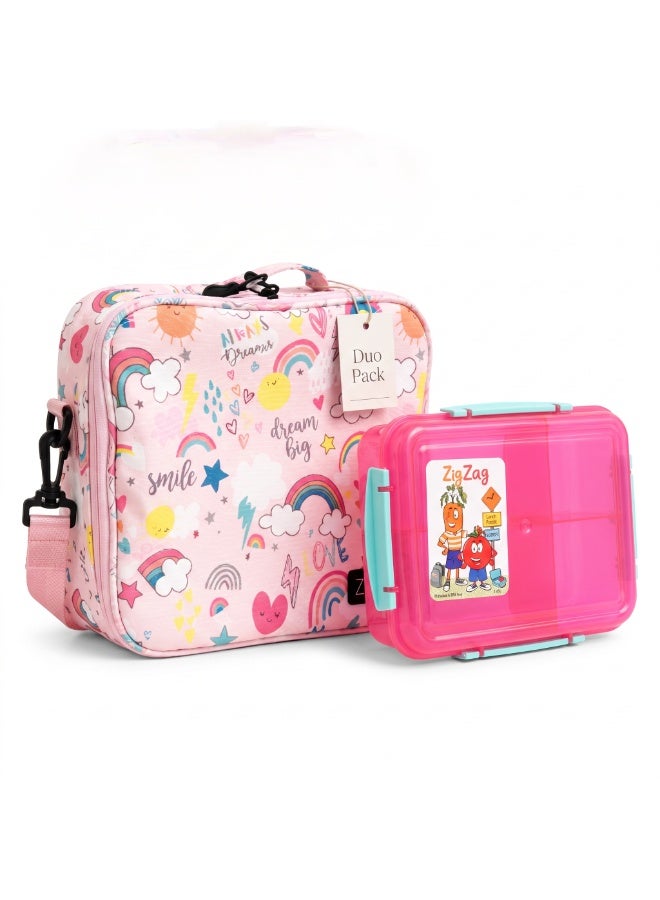 Zinnia Zigzag lunch set (Rainbow Design lunch bag + The Fuchsia 1.65L lunch box)