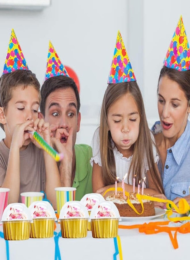 أكواب خبز وتقديم دائرية من ورق الألمنيوم المزخرف بغطاء مقبب | أوعية ألومنيوم | أكواب خبز من ورق الألمنيوم غير لاصقة - عبوة من 5 قطع - Image 5