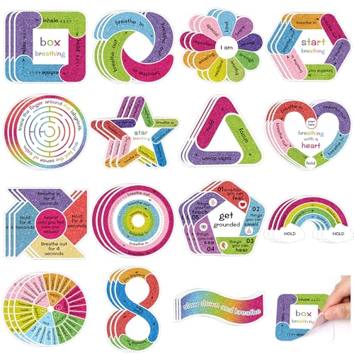 Huimdery 45Pcs Calm Stickers for Anxiety Sensory Stickers Textured Sensory Stickers Anti Stress Anxiety Relief Items Boho Calm Stickers Bulk Waterproof Fidget Stickers Adults Kids Teacher Supplies (45) - Image 1