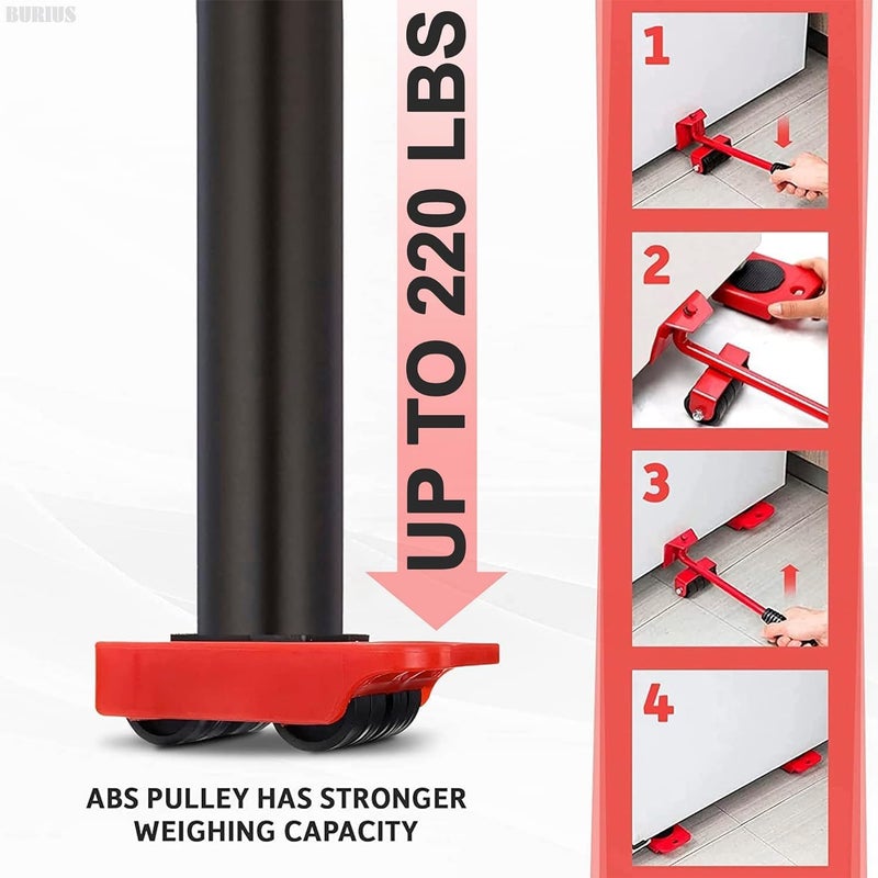 DIKSUL Furniture Lifter Mover Tool Set Heavy Duty Furniture Lifter Tool Set Furniture Moving 360 Degree Rotatable Pads Set Safe Moving Slider Tools for Washing Machines Fridge Sofa Wardrobes - Image 4
