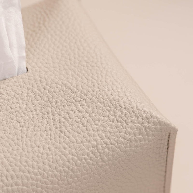 OLETHA Aesthetic Rectangle Tissue Box Cover, Medium Flat Box Tissues Holder Rectangular, Light Taupe - Image 3