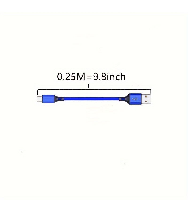 Black Golden 2Pack Ultra Short USB to Type C Fast Charging Cable Nylon Braided - Image 2