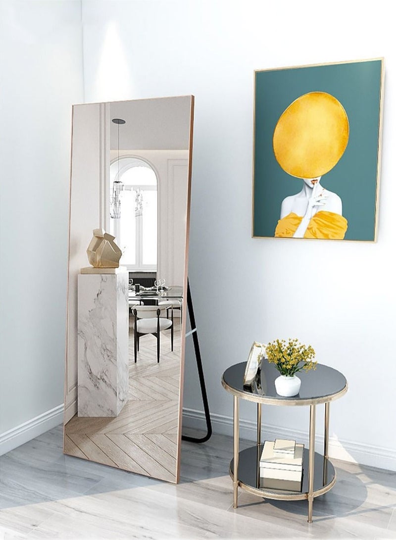 Merry Moments Modern Full Length Mirror Standing Hanging or Leaning Against Wall Large Rectangle Bedroom Mirror Floor Mirror Dressing Mirror Wall-Mounted Mirror, Aluminum Alloy Thin Gold Frame Round Corner 45x155cm - Image 3